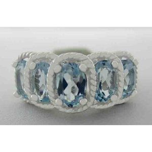 Elegant Silver and Blue Gemstone Ring